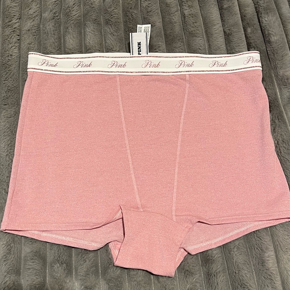 VICTORIA’S SECRET PINK HIGH WAIST METALLIC ROSE BOYSHORT MEDIUM STRETCH TAGS